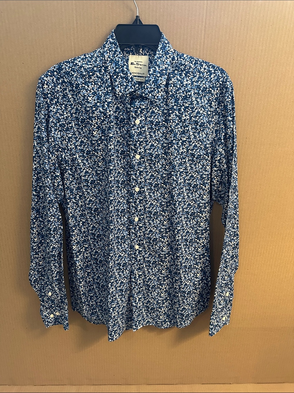 Ben Sherman Blue White Micro Floral Button-Down Shirt
